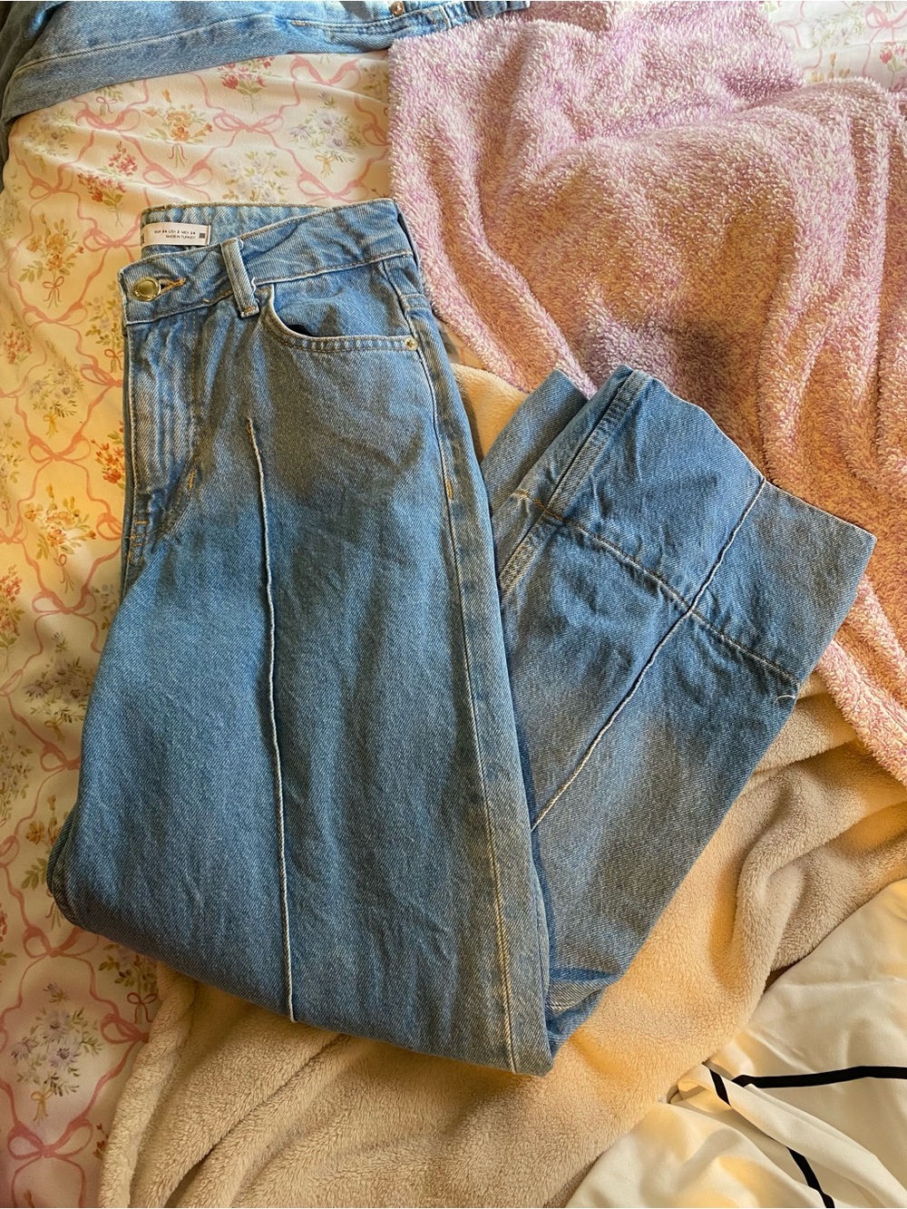 ZARA crop wide leg front seam jeans